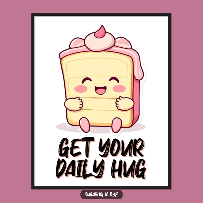 Funny Cake Hug Poster - Adorable Wall Art for Sweet Decor