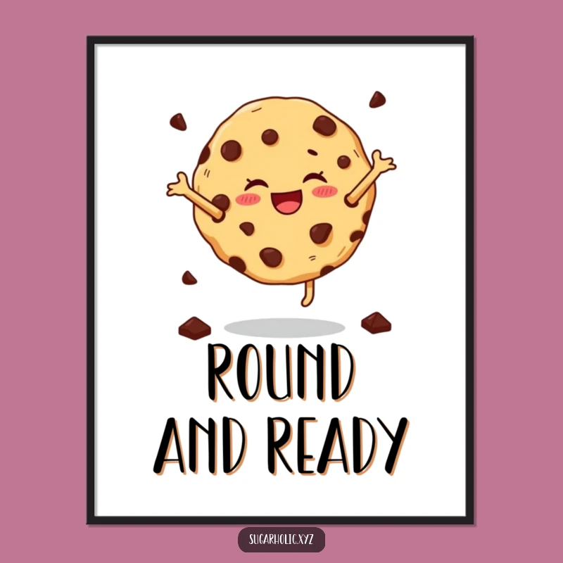 Funny Cartwheeling Cookie Poster - Energetic Wall Art, Hilarious Funny Gift