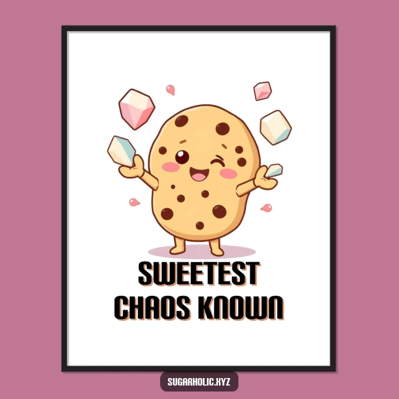 Funny Cookie Juggling Sugar Crystals Poster - Whimsical & Hilarious Wall Art