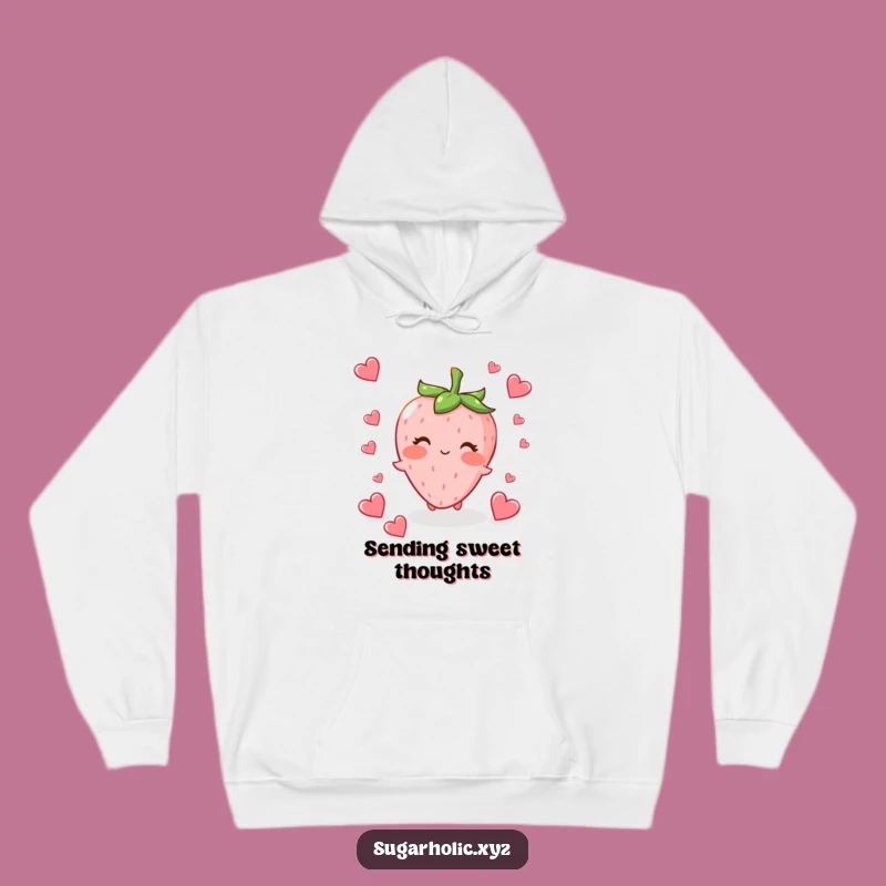 Cozy Funny Strawberry Heart Hoodie - Warm Blushing Character Sweatshirt Gift