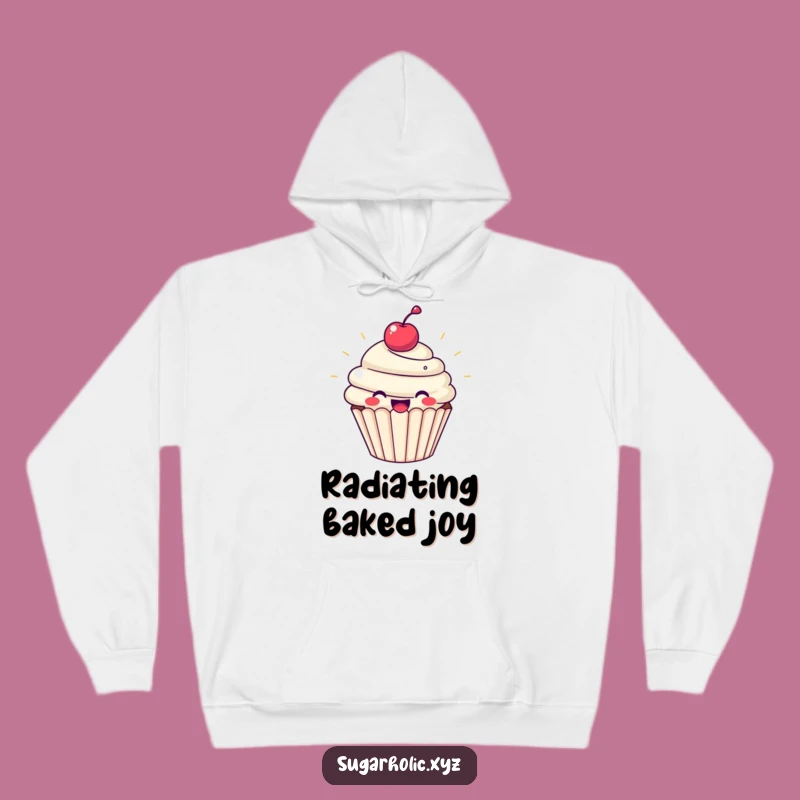 Cozy Funny Cupcake Joy Hoodie: Beaming Treat Comfort, Ideal Funny Gift for Sweet Moments