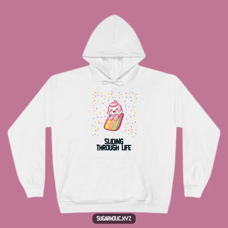 Funny Candy Slide Hoodie: Cozy Adventure, Gleeful Character, Great Funny Gift