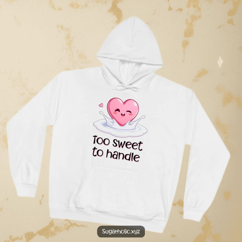 Funny hoodie with a winking candy heart splashing in sugar, perfect for people who love sweets.