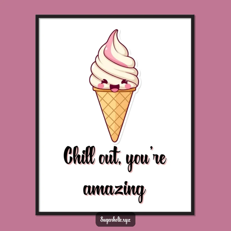 Funny Free Printable Wall Art: Jubilant Ice Cream Downloadable Art Gift