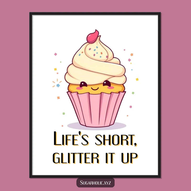 Free Printable Wall Art: Glitter Cupcake - Funny Downloadable Art