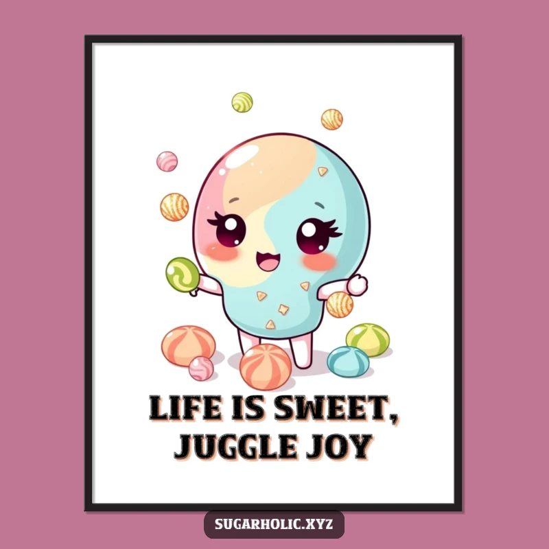 Free Printable Wall Art: Winking Candy Juggler, Sweet & Funny Downloadable Decor