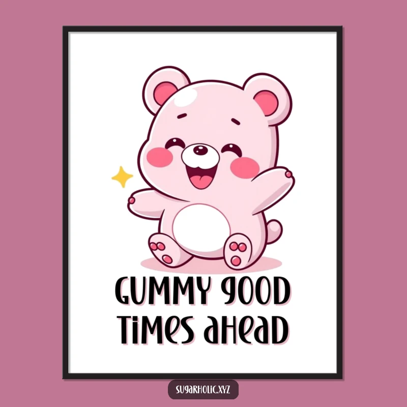 Funny Free Printable Wall Art: Energetic Gummy Bear Quirky Downloadable Decor