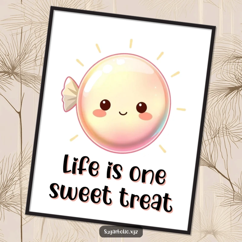 Funny Free Printable Wall Art: Beaming hard candy with a mesmerizing shimmer, adding a sweet and joyful touch to your decor.