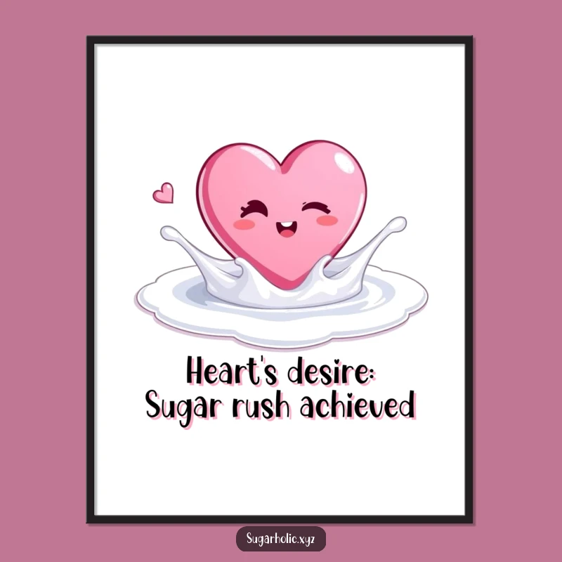 Funny Free Printable Wall Art: Winking Candy Heart Splash, Sweet Downloadable Decor