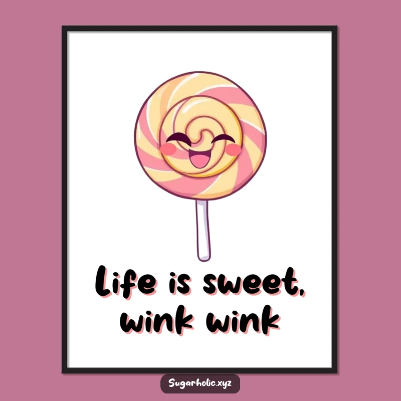 Funny Free Printable Wall Art: Winking Lollipop Sweetness - Downloadable Decor