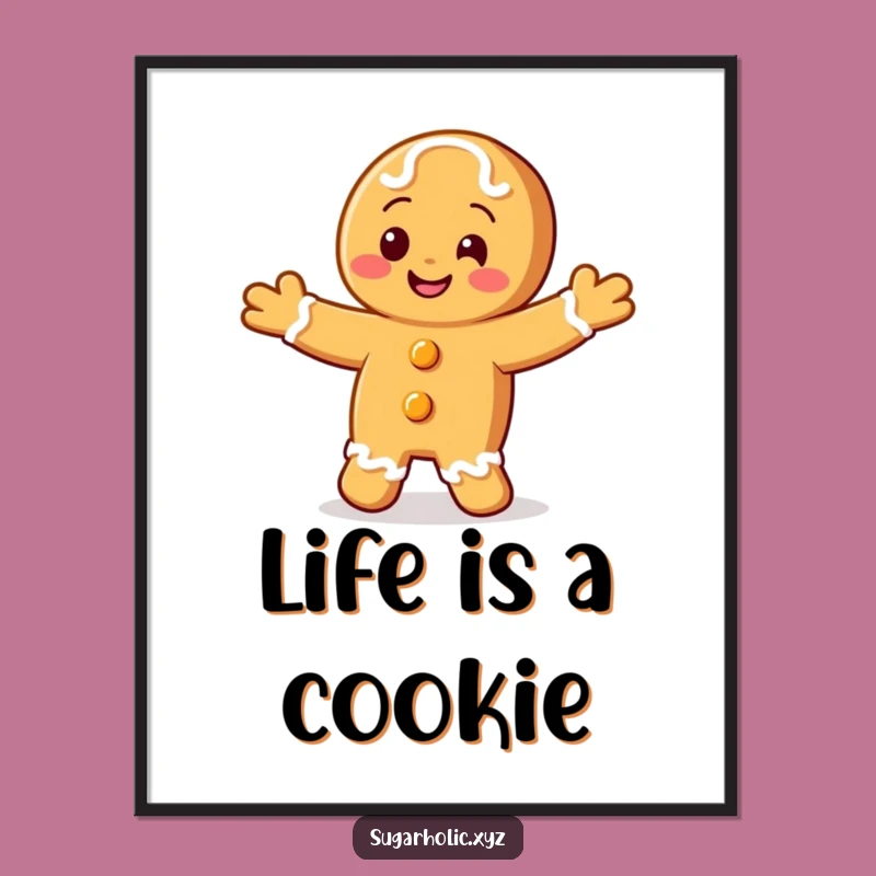 Free Printable Wall Art: Dancing Gingerbread Cookie, Funny Downloadable Home Decor