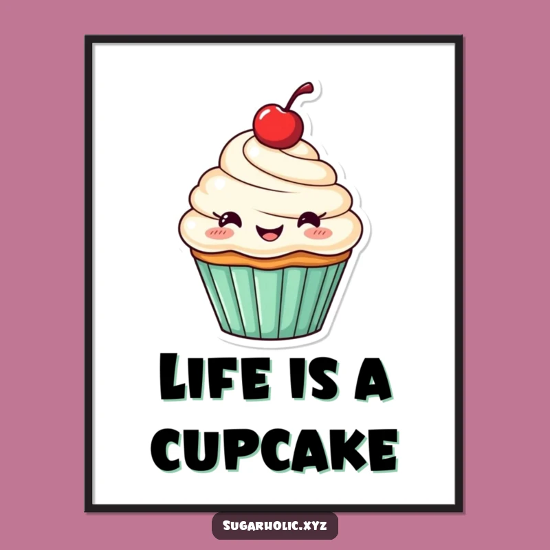 Free Printable Wall Art: Cheerful Cupcake Mascot, Funny Downloadable Home Decor