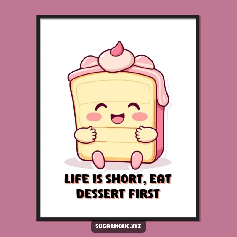 Free Printable Wall Art: Hugging Cake Slice - Funny Downloadable Decor