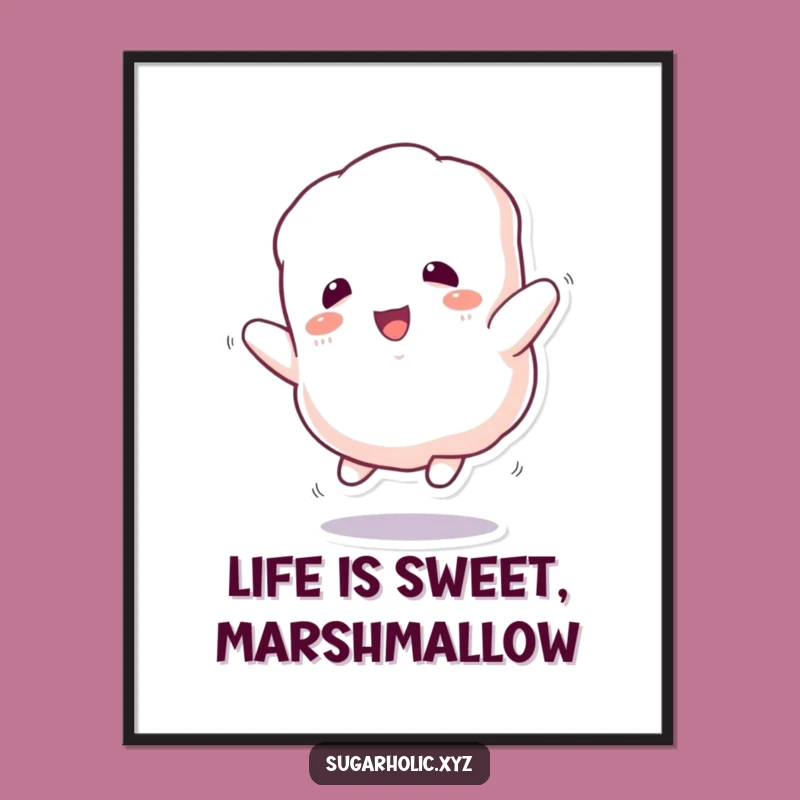 Humorous Free Printable Wall Art: Bouncy Marshmallow Character - Whimsical Downloadable Decor
