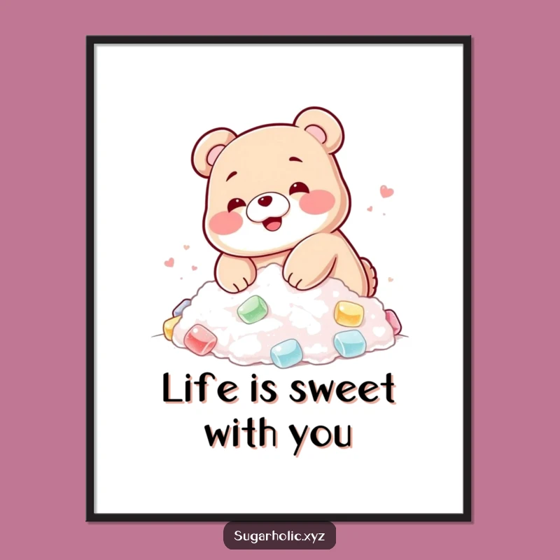 Funny Free Printable Wall Art: Gummy Bear Sugar Dive, Sweet Downloadable Decor