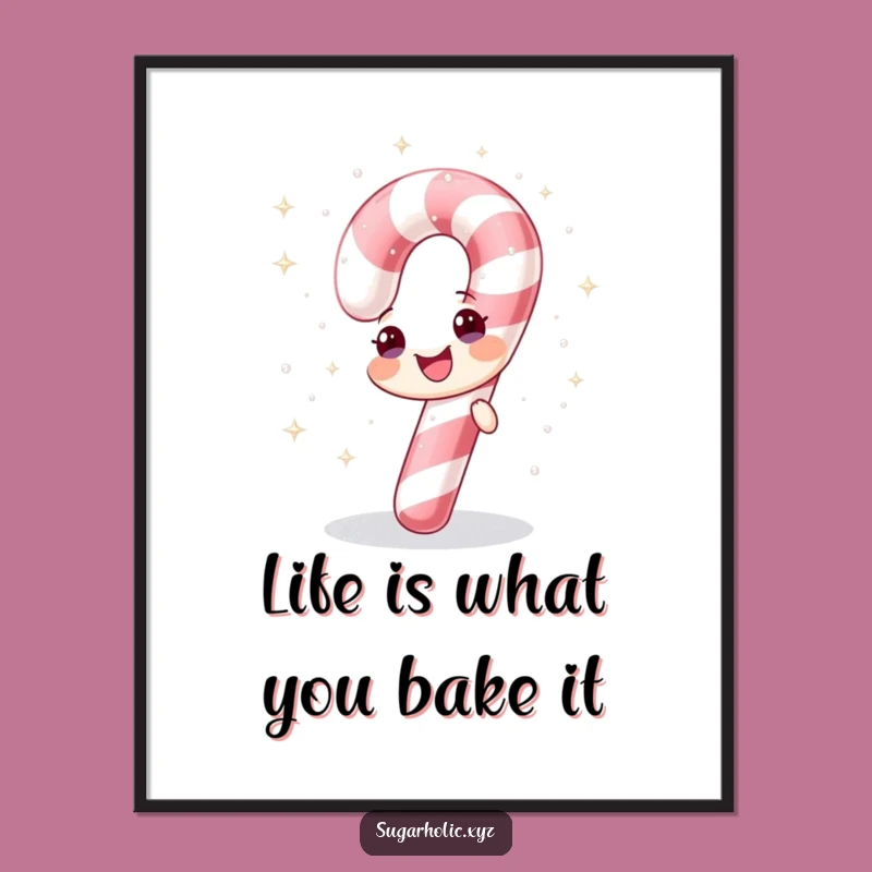 Funny Free Printable Wall Art: Sparkling Candy Cane, Festive Downloadable Decor
