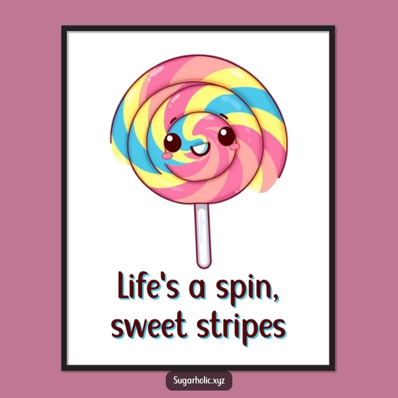 Funny Free Printable Wall Art: Spinning Lollipop Decor, Vibrant Downloadable Art