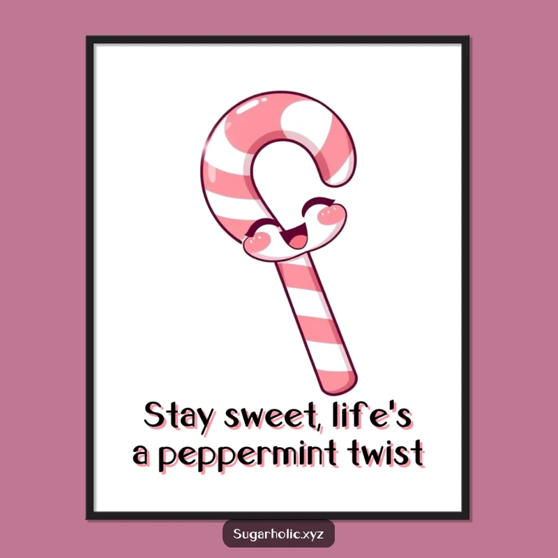 Free Printable Wall Art: Playful Candy Cane Winking Downloadable Decor