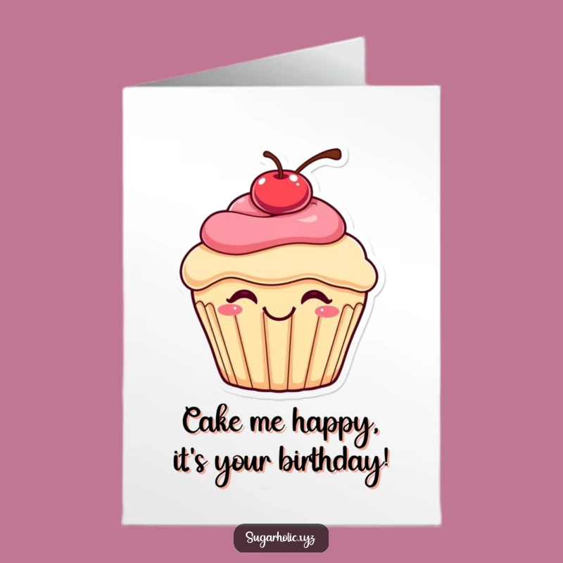 Free Printable Birthday Card: Bouncing Cupcake Funny Downloadable Gift