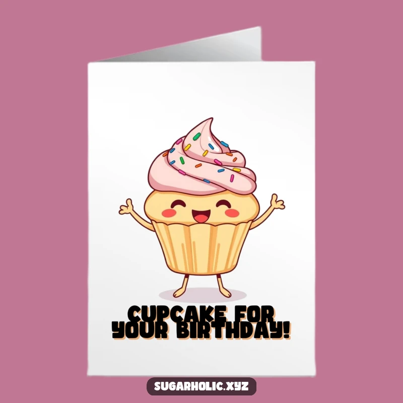 Free Printable Funny Cupcake Birthday Card: Bouncing Joy Downloadable Gift