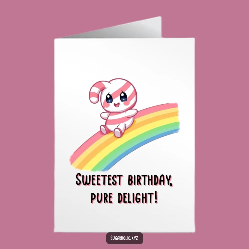 Free Printable Birthday Card: Candy Cane Sliding Rainbow Fun!