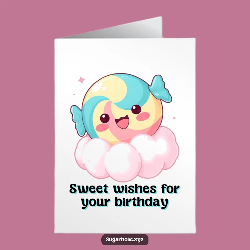 Free Printable Birthday Card: Candy Cloud Bliss - Sweet Downloadable Gift