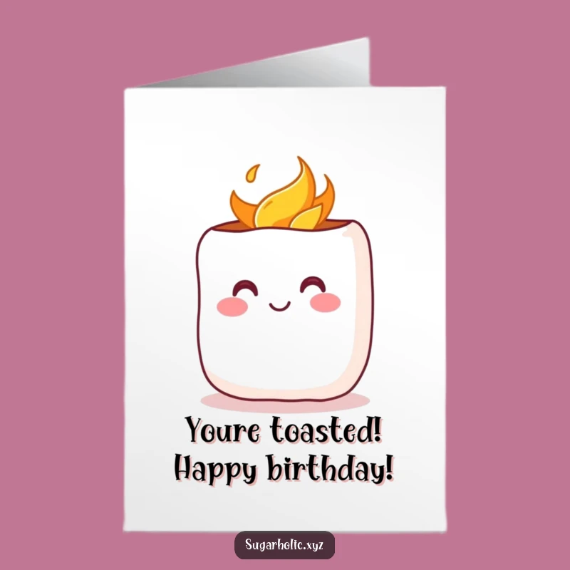 Free Printable Birthday Card: Toasted Marshmallow, Warm Wishes Downloadable Gift