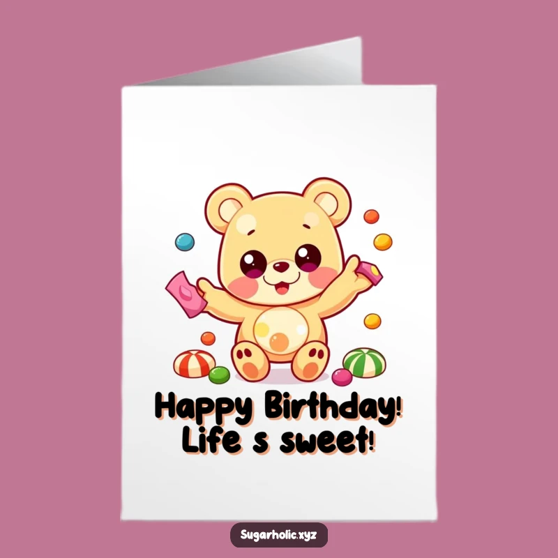 Free Printable Gummy Bear Birthday Card - Funny Juggling Candy Downloadable Gift
