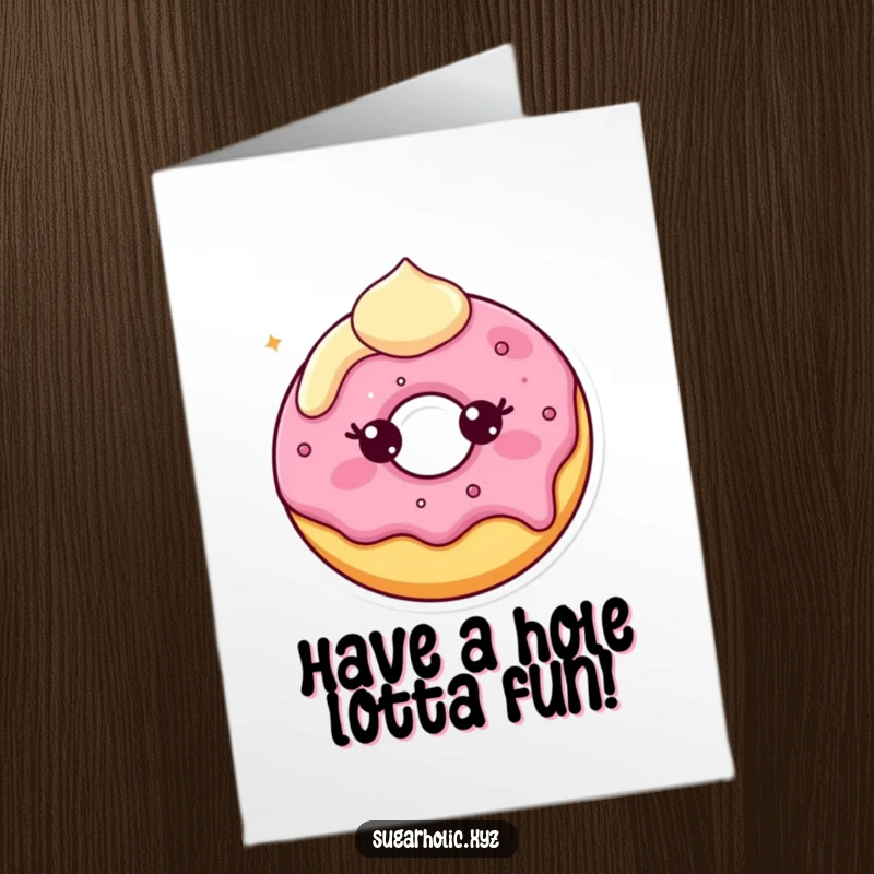 Funny Free Printable Birthday Card: A beaming donut character with slightly melting frosting, radiating birthday cheer.