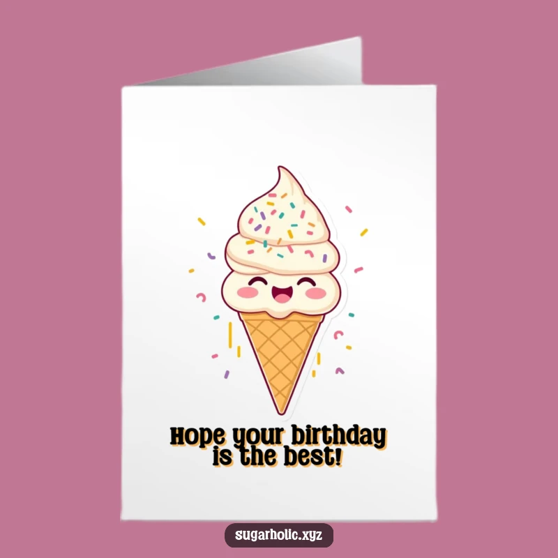 Free Printable Birthday Card: Ice Cream Joy - Sprinkly Fun Downloadable Gift