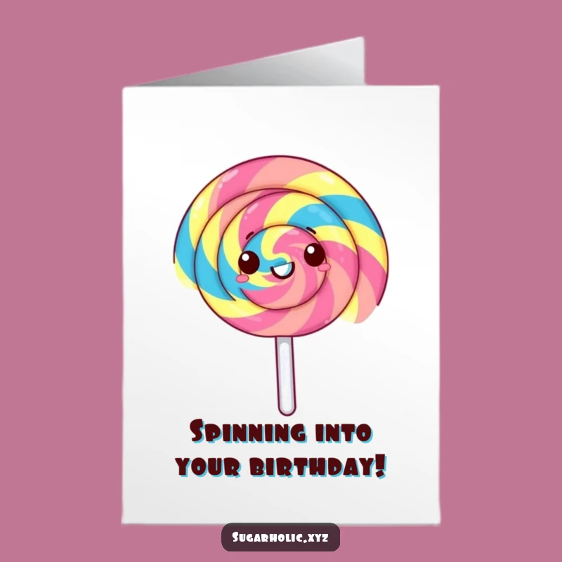Free Printable Birthday Card: Spinning Lollipop, Energetic Downloadable Gift