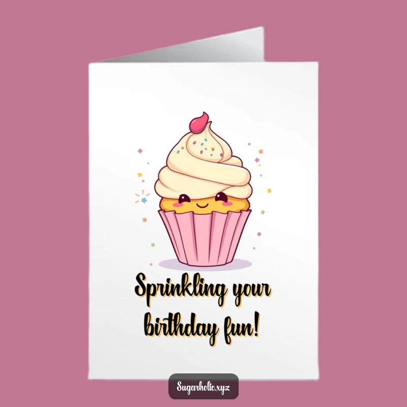Free Printable Birthday Card: Glitter Cupcake - Funny Downloadable Gift
