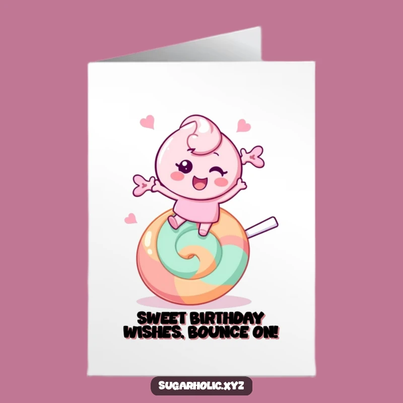 Free Printable Birthday Card: Candy Character Bouncing for Joy!