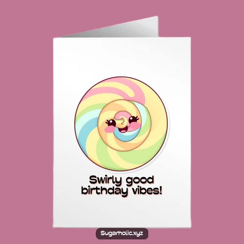 Free Printable Birthday Card: Playful Candy Swirl for a Fun Celebration