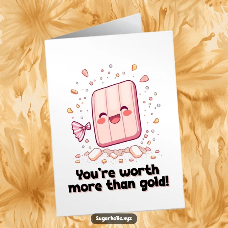 Free Printable Congratulations Card: A joyful candy bar shatters into sparkling particles, celebrating a spectacular achievement.