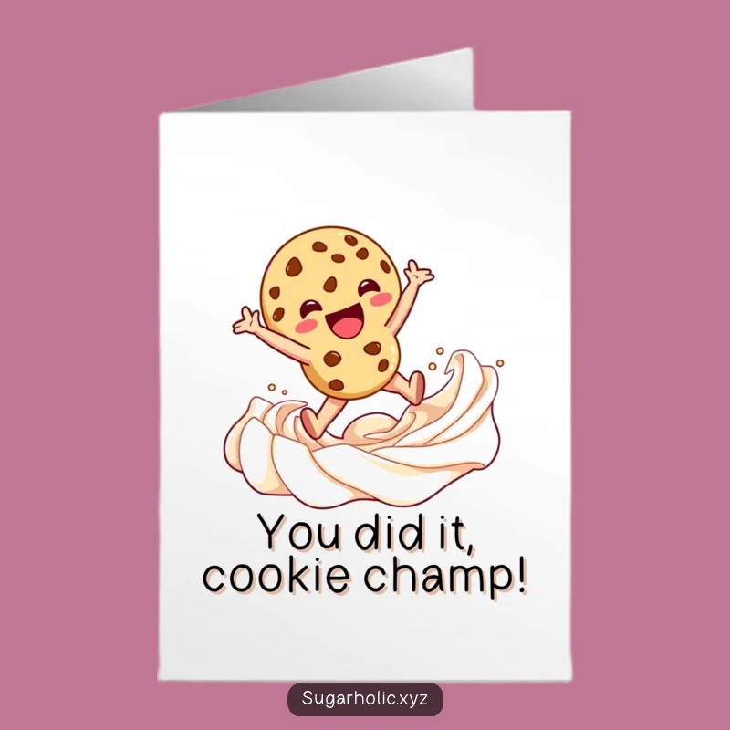 Free Printable Congrats Card: Cookie Character's Frosty Leap for Your Big Win!
