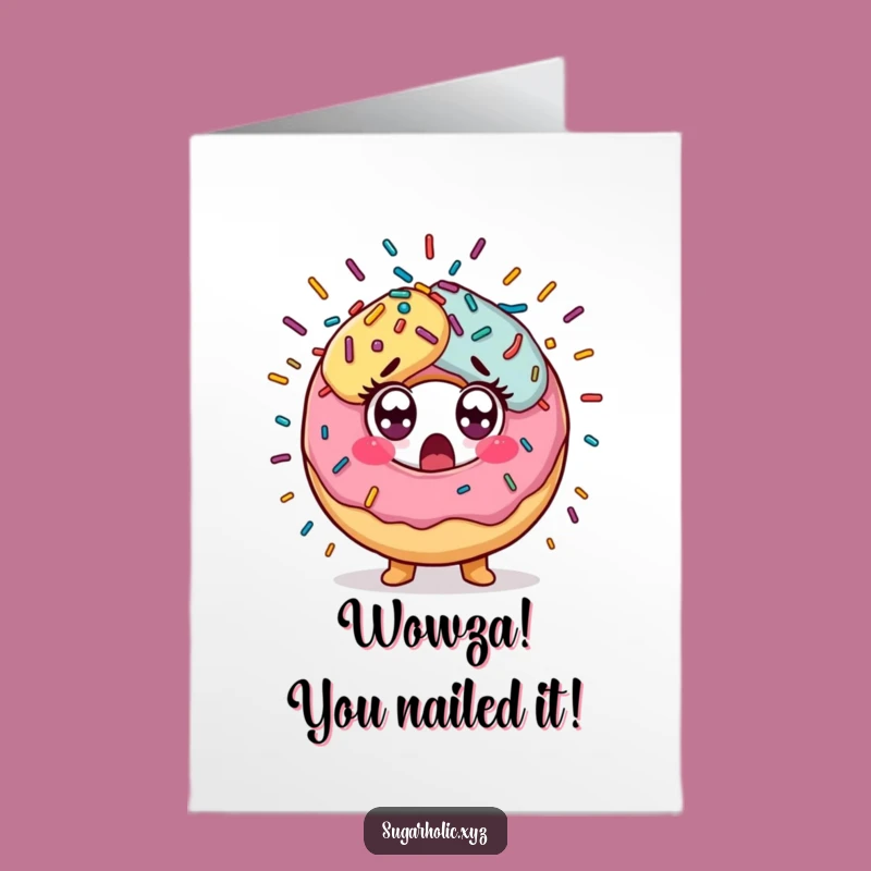Free Printable Congrats Card: Shocked Donut, Funny Sprinkle Gift for Unexpected Wins