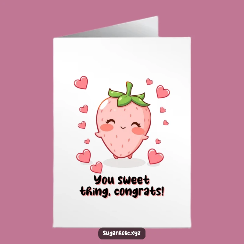 Free Printable Congrats Card: Strawberry Hearts - Funny Downloadable Gift Idea