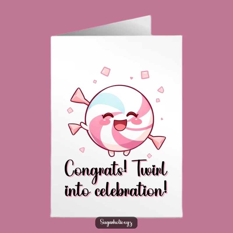 Free Printable Congrats Card: Twirling Candy Delight, Downloadable Gift for Celebration