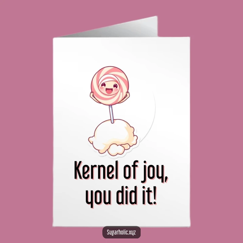 Free Printable Congratulations Card: Joyful Lollipop on Popcorn Kernel