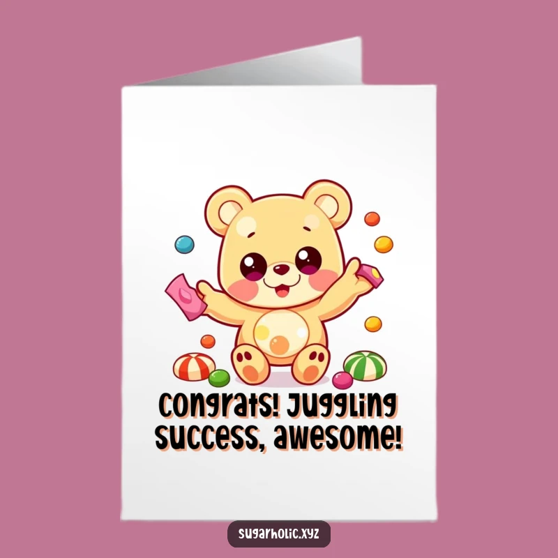 Free Printable Gummy Bear Congrats Card - Funny Juggling Candy Downloadable Gift
