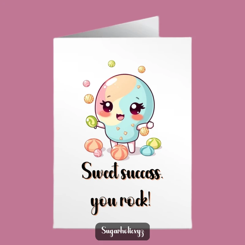 Free Printable Congrats Card: Winking Candy Juggler, Dazzling Success, Downloadable Fun