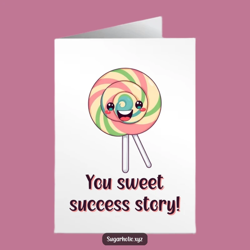 Free Printable Congrats Card: Swirling Lollipop Celebration, Downloadable Sweet Success