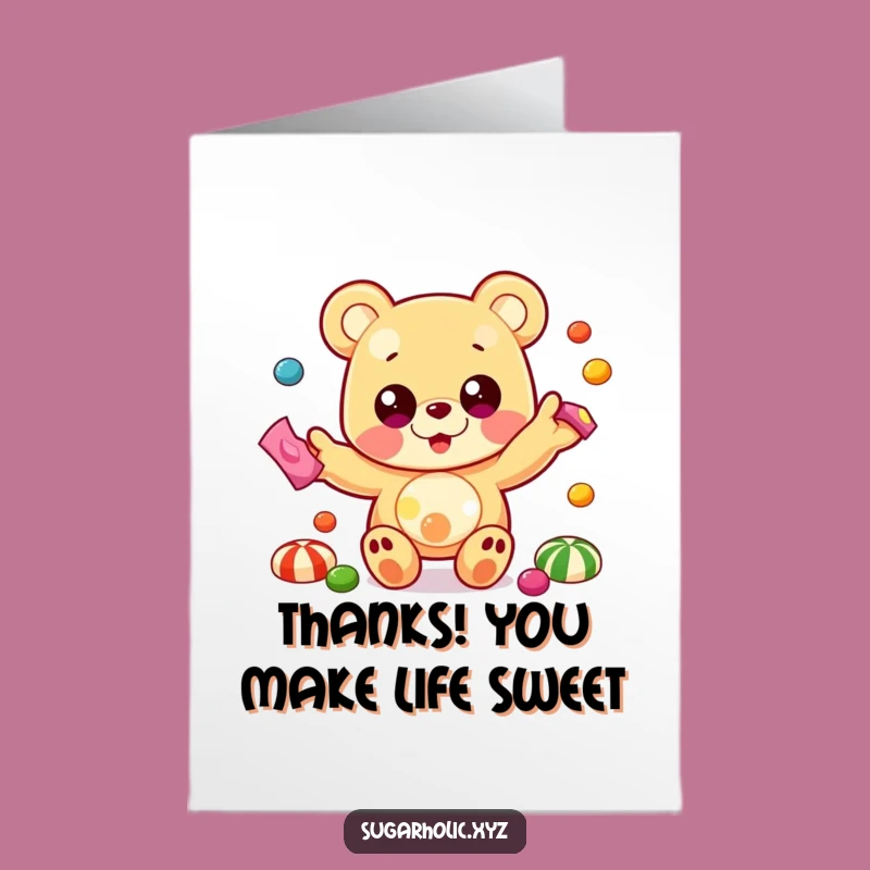 Free Printable Gummy Bear Thank You Card - Funny Juggling Candy Downloadable Gift