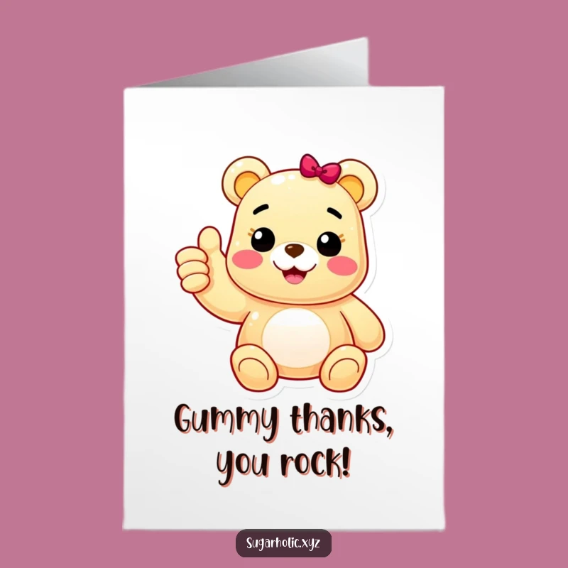 Free Printable Thank You Card: Funny Gummy Bear Thumbs Up - Cheerful Thanks