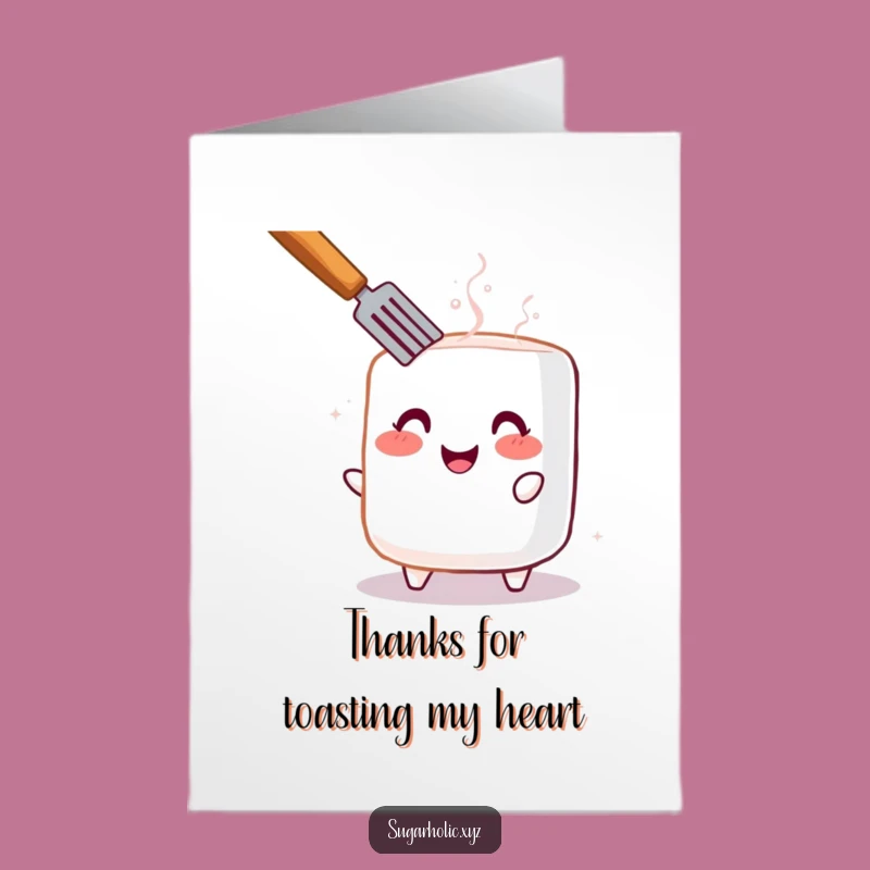 Free Printable Thank You Card: Funny Toasted Marshmallow Expressing Gratitude