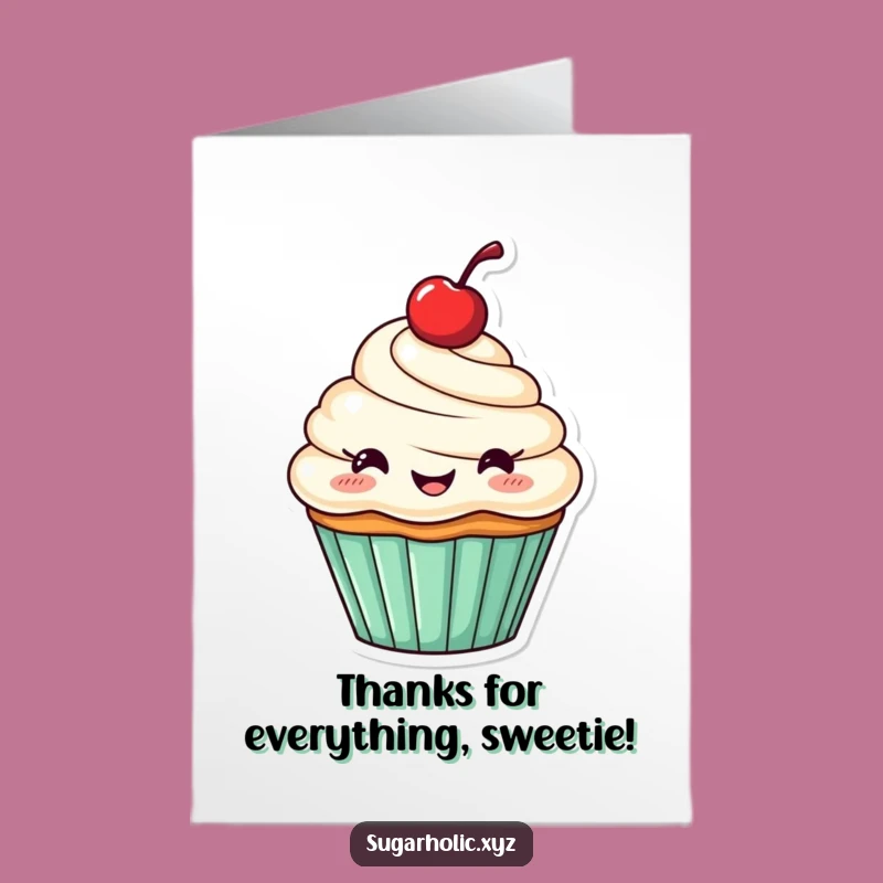 Free Printable Thank You Card: Happy Cupcake, Funny Downloadable Appreciation Gift