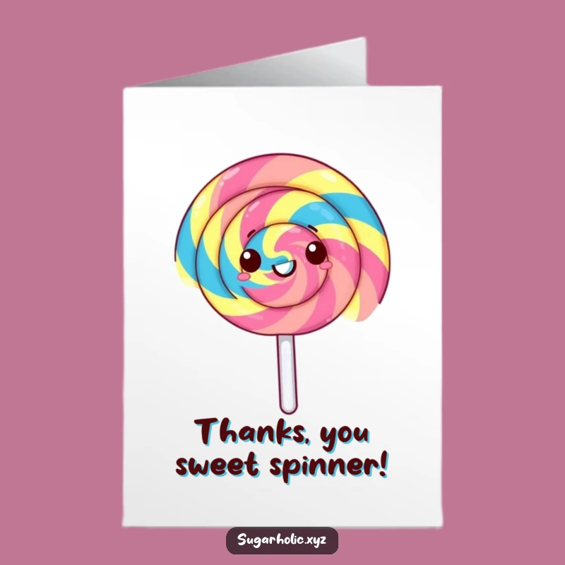 Free Printable Thank You Card: Spinning Lollipop, Sweet Downloadable Appreciation