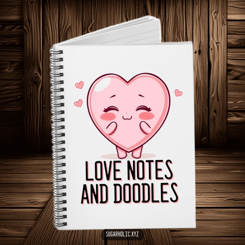 Funny Notebook: Candy heart character with rosy cheeks blows kisses, perfect for notes and journaling.
