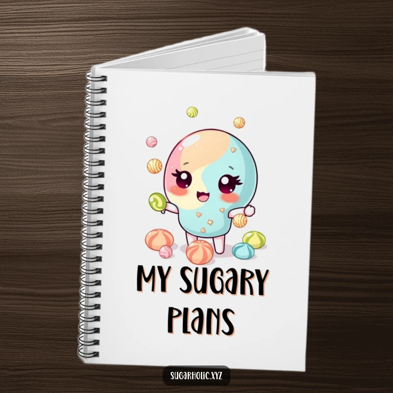 Funny Notebook: Winking candy piece juggling glittering candies, inspiring creativity. Great funny gift.